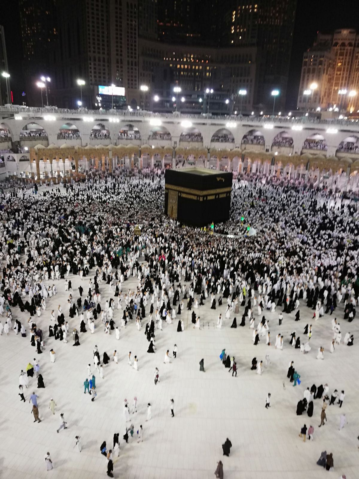 The Haram courtyard and Kaaba at night