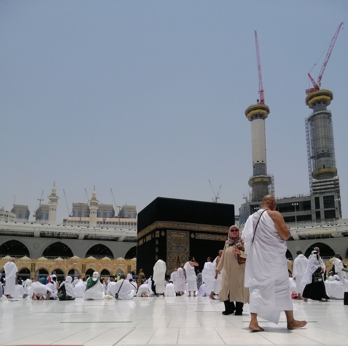 Pilgrims gathered near the Kaaba during the day