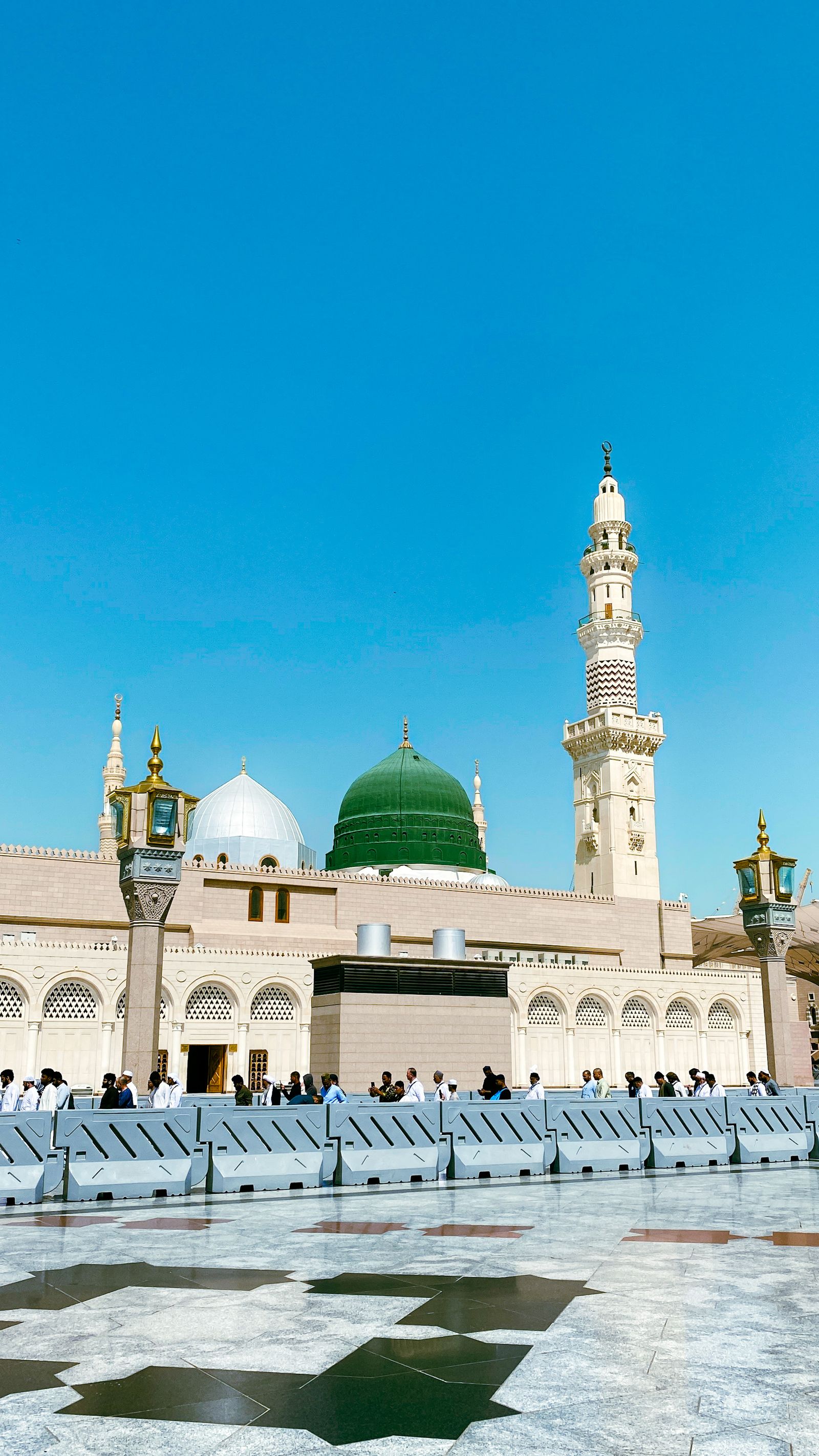 Domes of Masjid an-Nabawi at dusk