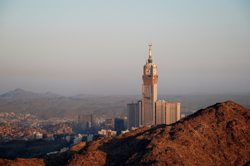 View of Masjid al-Haram from a nearby hotel in Makkah